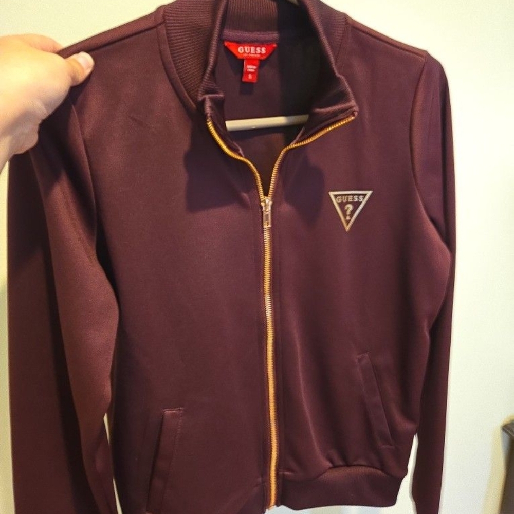 Guess Burgundy Zip-Up Jacket